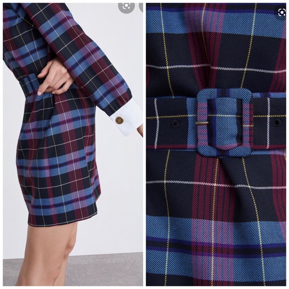 HECKED DRESS WITH BELT - Picture 5 of 8